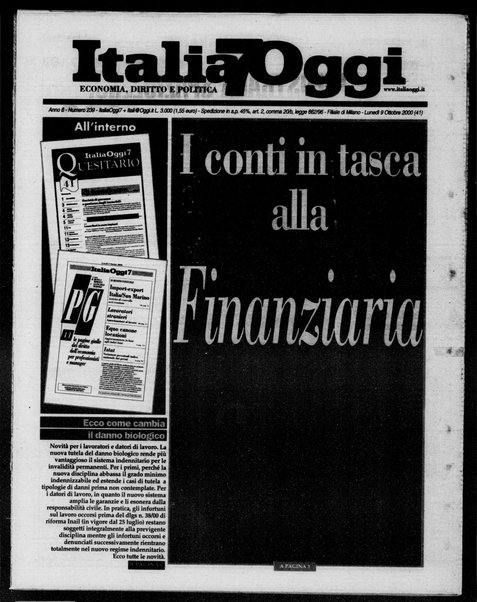 Italia oggi : quotidiano di economia finanza e politica